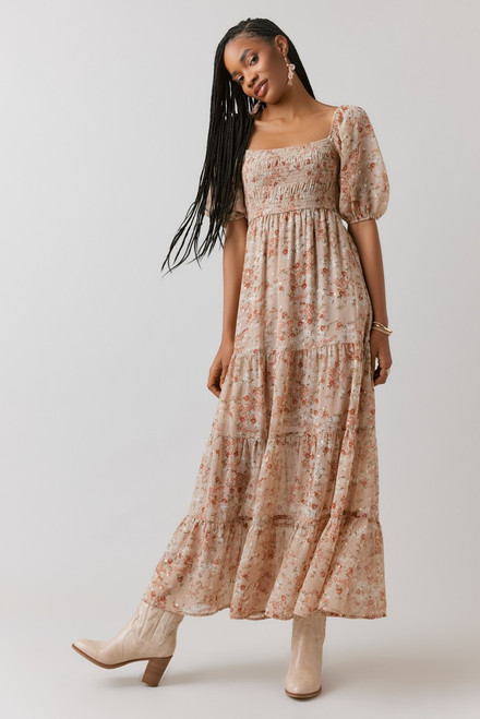 Carmela Floral Smocked Upper Maxi Dress