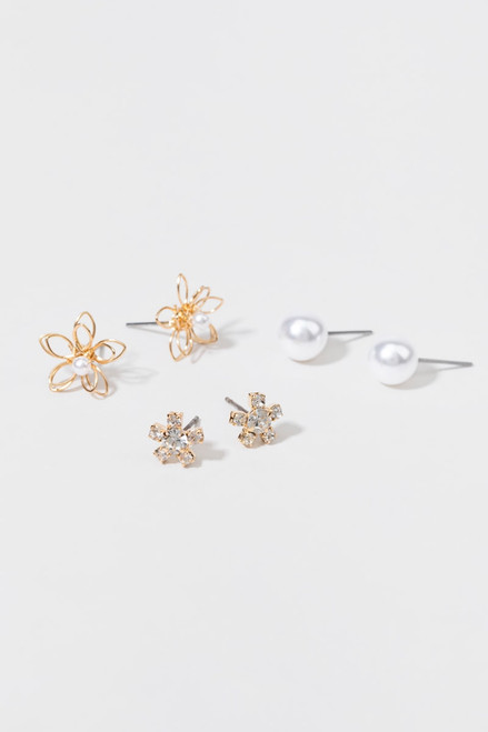 Rena Crystal And Pearl Earring Set