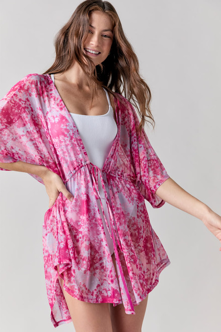 Alana Pink Tie Dye Mesh Cover Up
