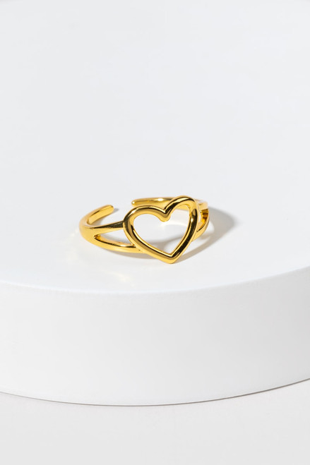 Lillie Open Gold Heart Adjustable Ring