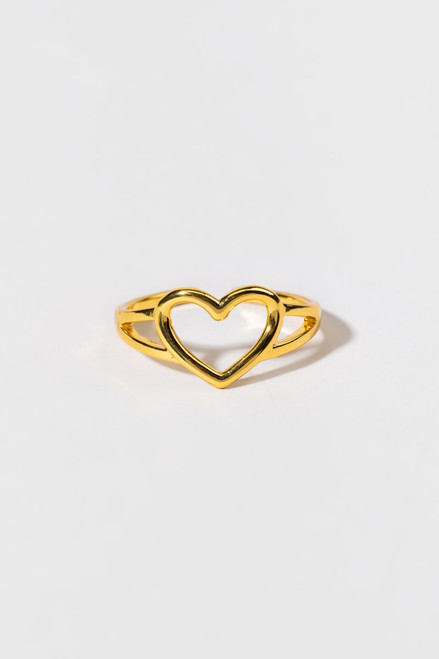 Lillie Open Gold Heart Adjustable Ring