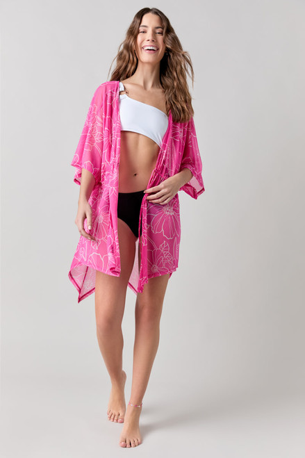 Phoebe Floral Tie Waist Mesh Cover Up