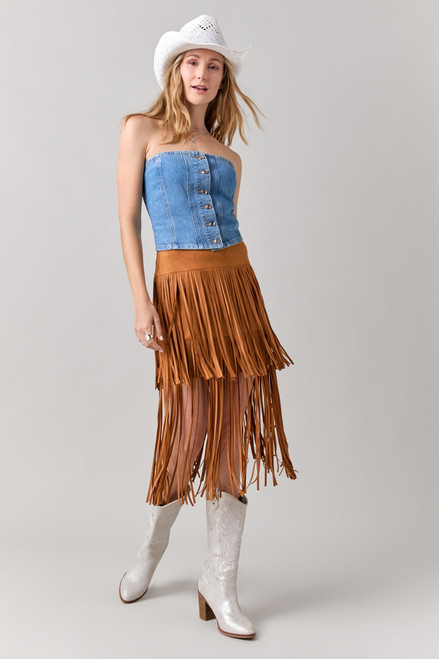 Shelley Fringe Tiered Midi Skirt