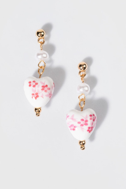 Andrea Ceramic Heart Drop Earrings