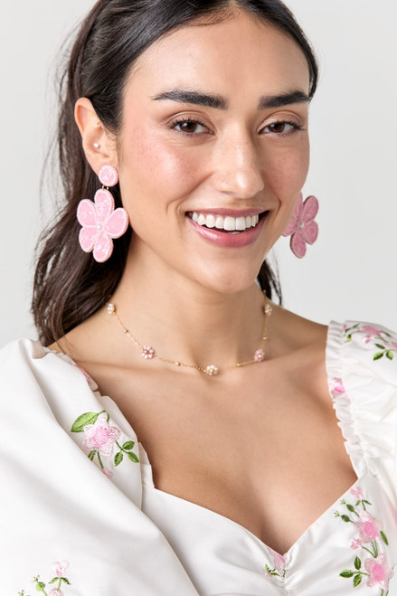 Cher Seedbead Flower Earrings