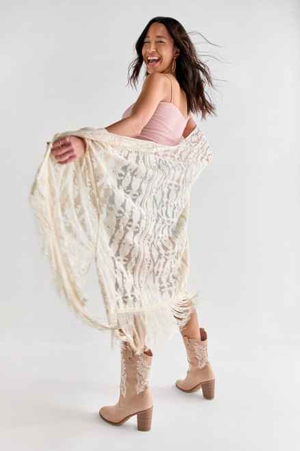 Cora Aztec Lace Tassel Kimono