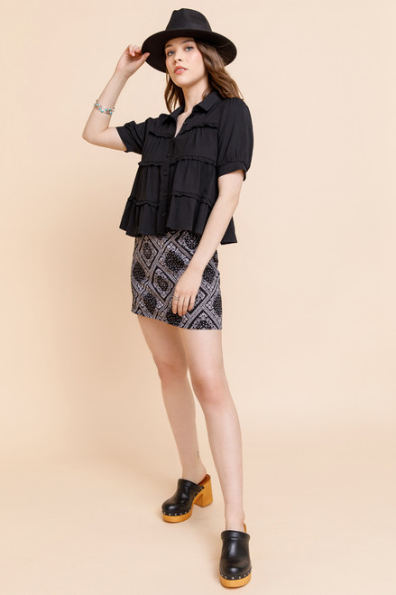 Janice Tiered Ruffle Button Down Top