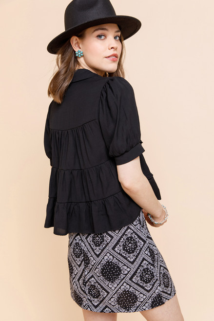 Janice Tiered Ruffle Button Down Top