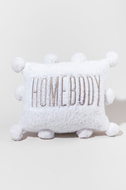 Homebody Embroidered Pom Pom Pillow