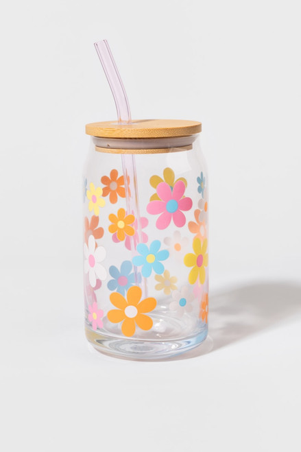 Laurel Pattern Glass Can Jar