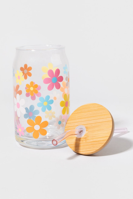 Laurel Pattern Glass Can Jar