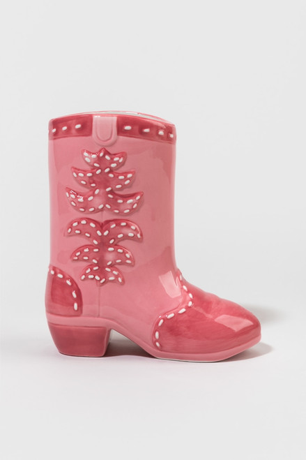 Ashley Pink Cowboy Boot Vase