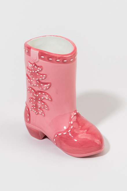 Ashley Pink Cowboy Boot Vase