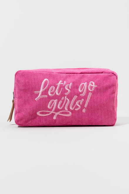 Let's Go Girls Pink Corduroy Cosmetic Bag