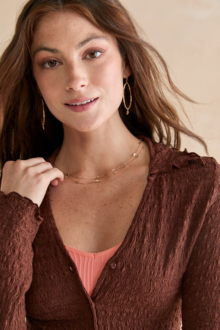 Minnie Bubble Knit Button Down Top