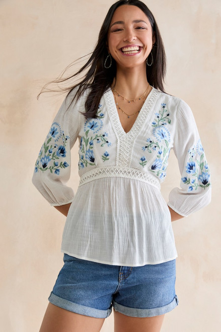 Allison Embroidered Bow Back Blouse