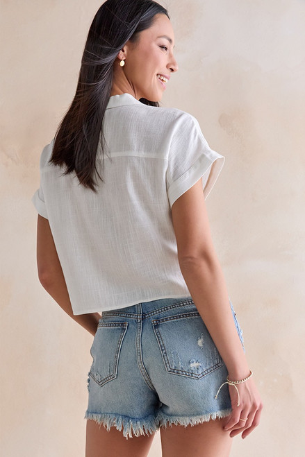 Vivian Asymmetric Detail Denim Shorts