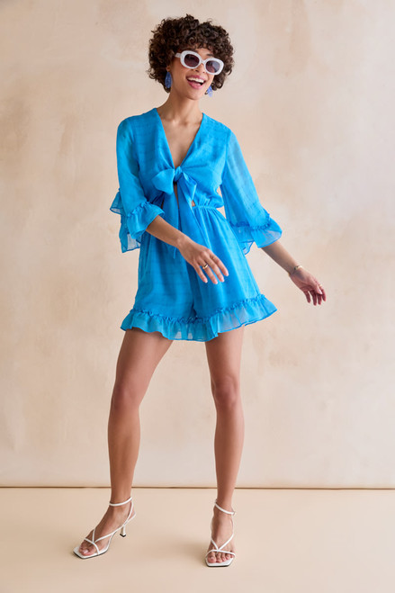 Betty Ruffle Sleeve Kimono Romper