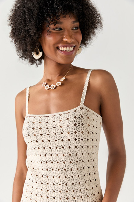 Brenda Crochet Fringed Bottom Mini Dress