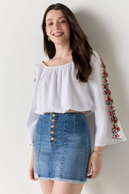 Jess Front Seam Denim Mini Skirt