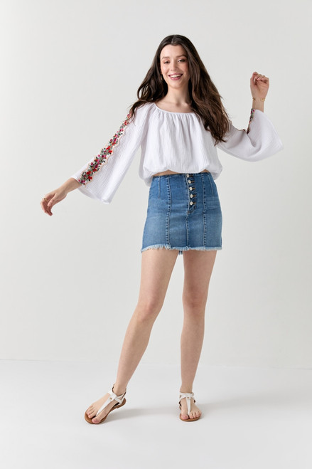 Jess Front Seam Denim Mini Skirt