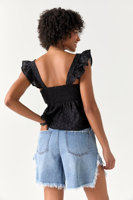 Anita Flutter Sleeve Eyelet Blouse