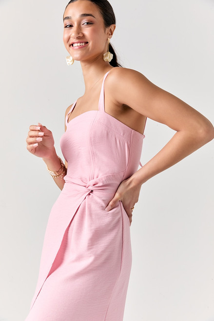 Kayley Linen Slit Bow Back Midi Dress