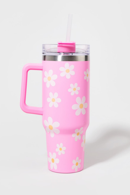 Vicky Pink Daisy Stainless Steel 40oz Tumblr