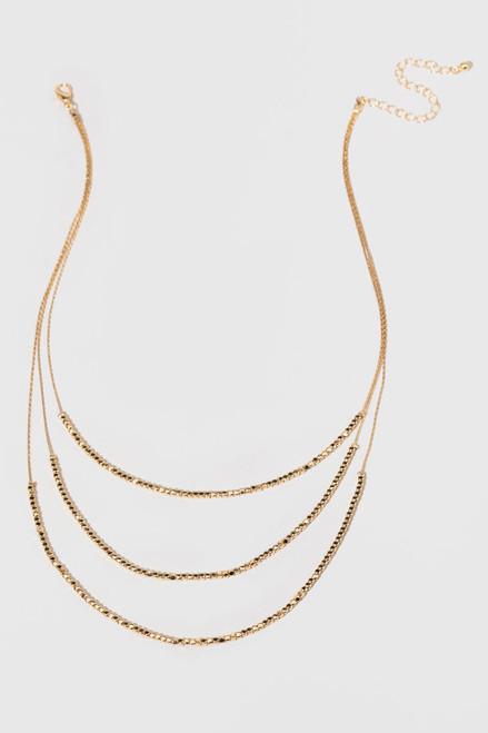 Maria Layered Square Bead Gold Necklace