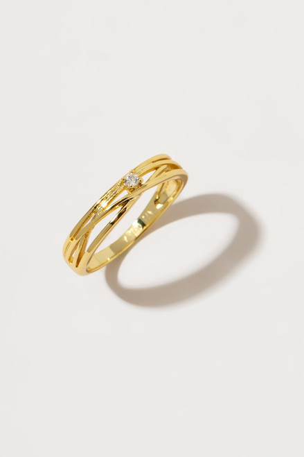 Tamara 14K Gold Dipped Crossed Band Ring