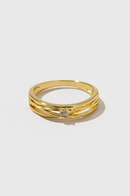 Tamara 14K Gold Dipped Crossed Band Ring