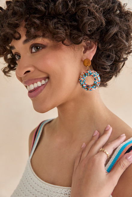 Mabel Beaded Circle Drop Earrings