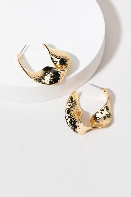 Etta Twisted Hammered Hoop Earrings