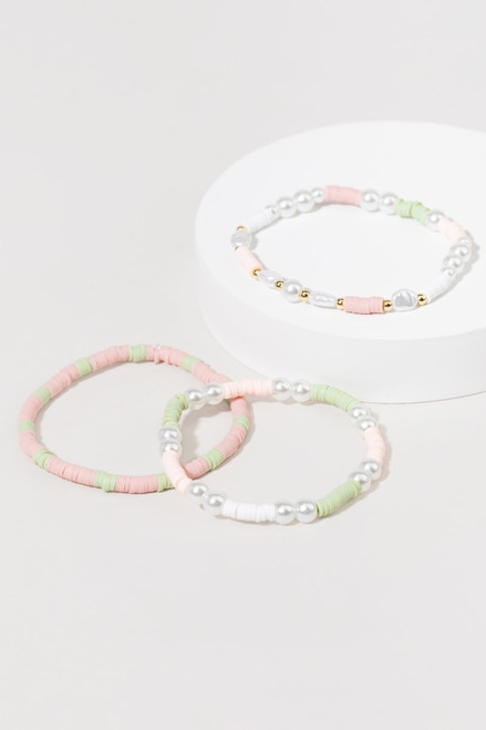 Whitney Pastel Rubber And Pearl Stretch Bracelet