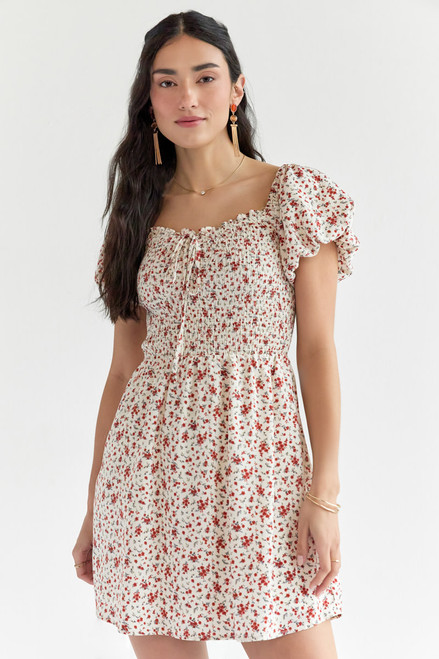 Marleen Smocked Upper Floral Mini Dress