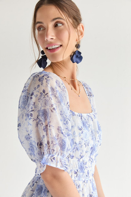 Wenona Floral Ruffle Sleeve Mini Dress