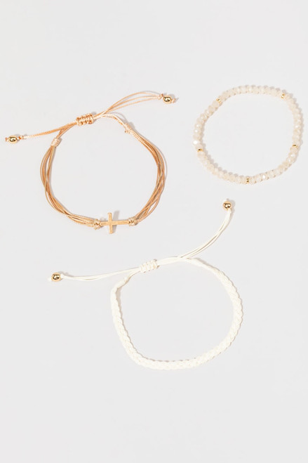 Veronica Pull Tie Braid Cross Bracelet Set