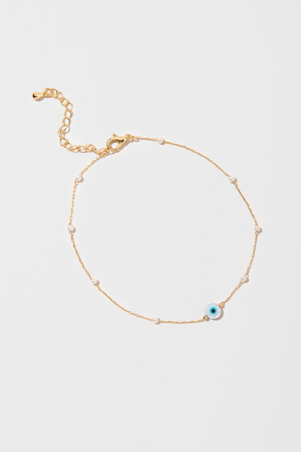 Jenna Evil Eye Pearl Anklet