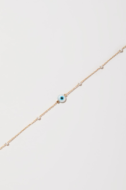 Jenna Evil Eye Pearl Anklet
