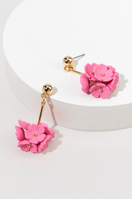 Brandy Painted Metal Flower Drop Earrings