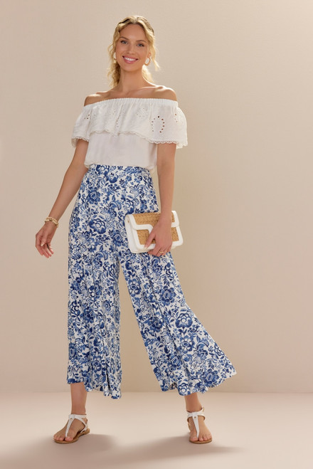 Aurelia Paisley Print Wide Leg Pants