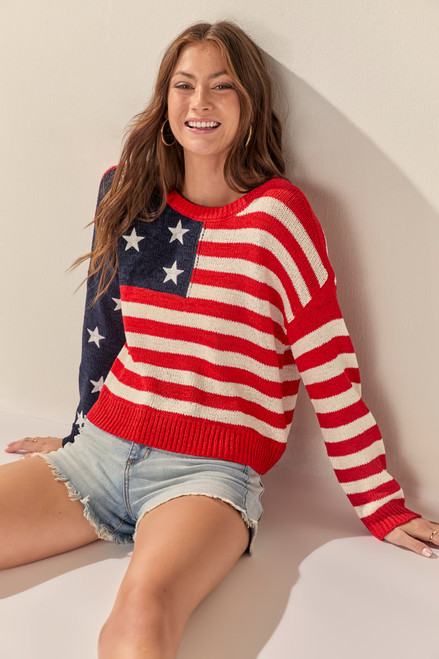 Aurora American Flag Pullover