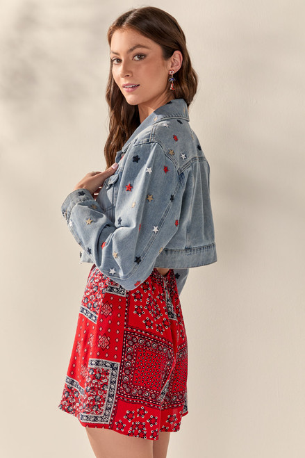 Lilian Star Embroidered Denim Jacket