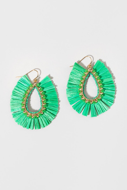 Esmeralda Raffia Fan Drop Earrings