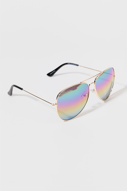 Rainbow Mirrored Lenses Aviator Sunglasses