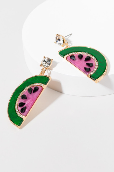 Kristen Watermelon Resin Drop Earrings