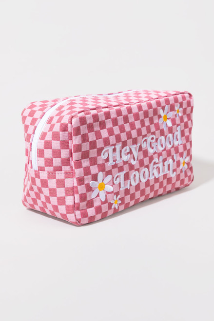 Hey Good Lookin Checkered Toiletry Bag