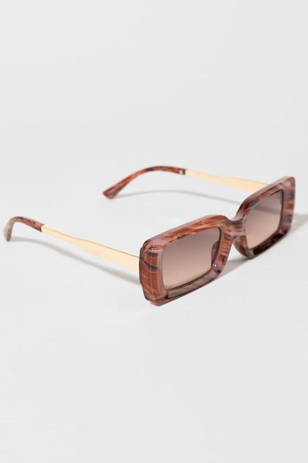 Eva Marble With Gold Arms Rectangle Sunglasses