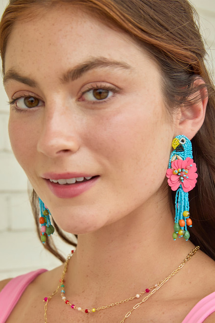 Emma Seedbead Parrot Earrings