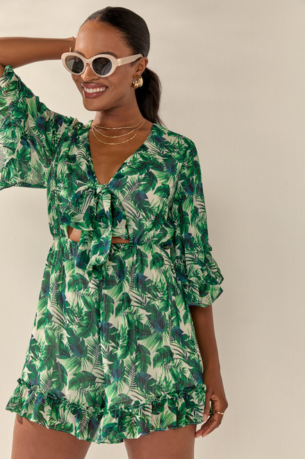 Sabrina Palm Print Romper